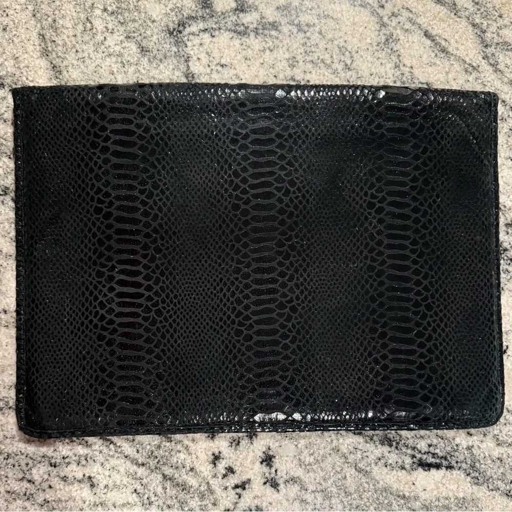 Michael Kors Black Python Laptop Sleeve W/ Gold Hardware